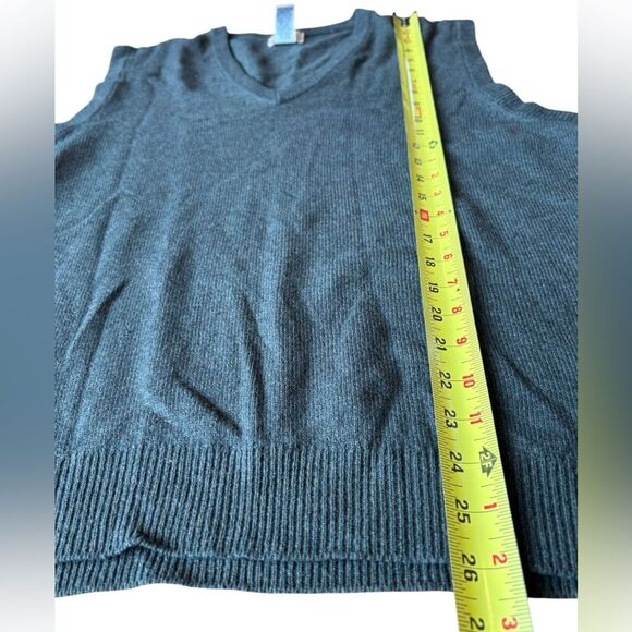 LL Bean Vest Wool LambsWool Sweater Knit V Neck Olive Green Mens Large - Picture 5 of 6